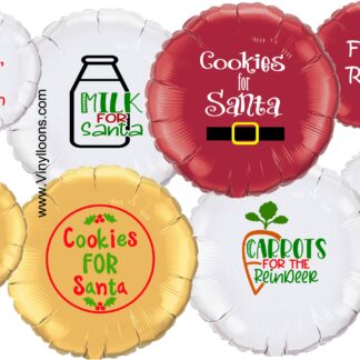 Cookies for Santa, Milk for Santa, Carrots for Reindeer, Christmas mylar balloons, personalized