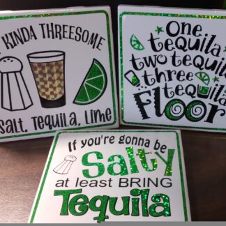 Ceramic Coaster, Tequila, Novelty, 4 x 4  glazed tiles, Each or a set of 4,